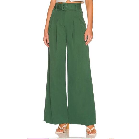 Veronica Beard Maliyah Wide Leg Pant in Forest size 4